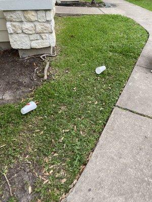 Fast food cups just being thrown out