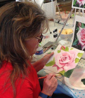 Painting roses.