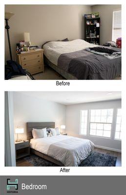 Bedroom before and after.