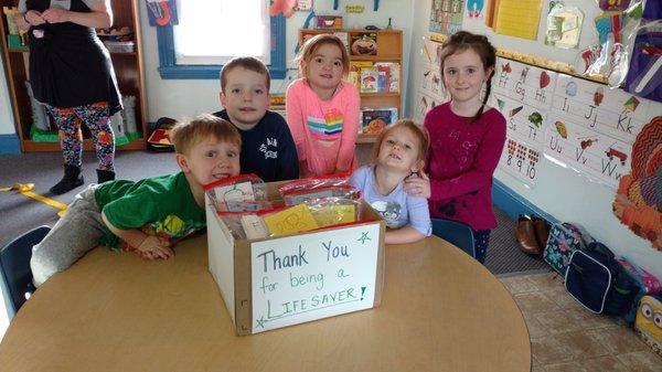 Our students enjoyed making care packages for our community service workers!