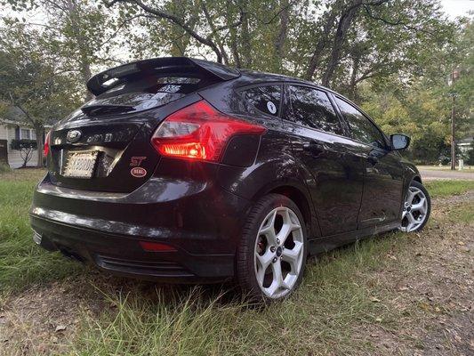 Darkest tint in the back hatch and mini back windows, slightly lighter in the back windows.