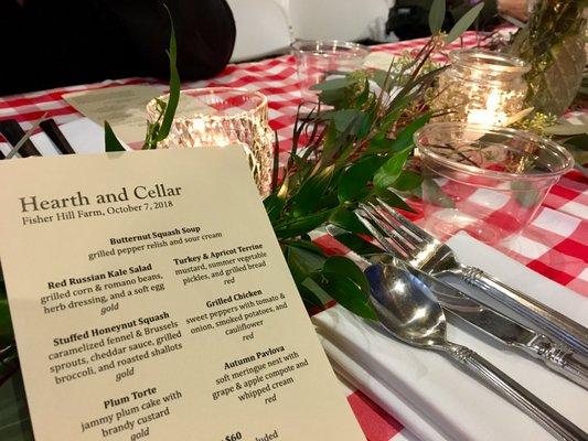 From their recent Farm-to-Table dinner, partnering with Hearth and Cellar