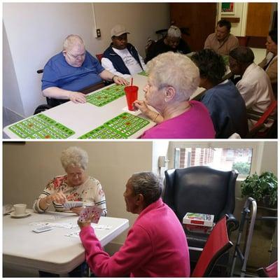 Residents enjoying the activity room.