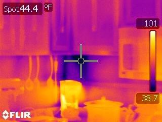 Air infiltration from no insulation in corner of kitchen