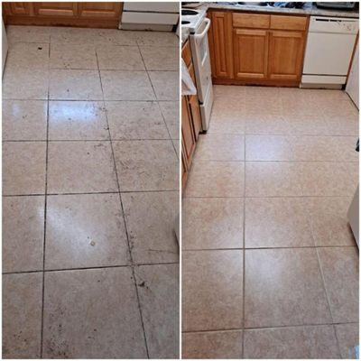 Before and after one of our technicians did a tile clean