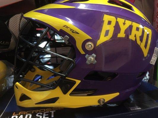 3/7/17. Tuesday night. Lacrosse helmet from my alma mater! In my day, we didn't have a lacrosse team.