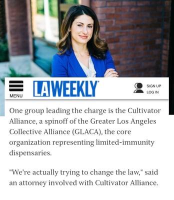 MANZURI LAW  Representing Cultivators Alliance & quoted in LA WEEKLY @laweekly