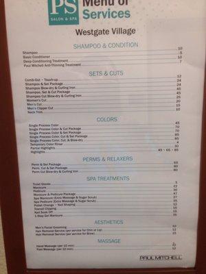 Salon prices