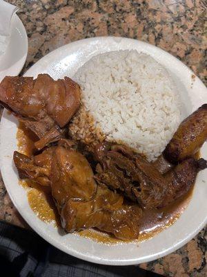 Rice and stew chicken