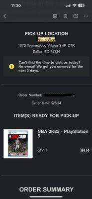 My order confirmation