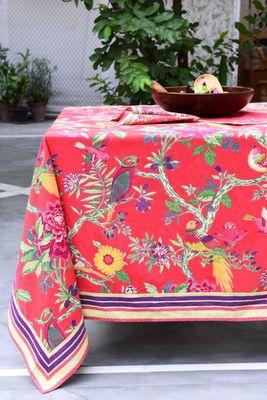 Beautiful bird coral tablecloth 100% cotton