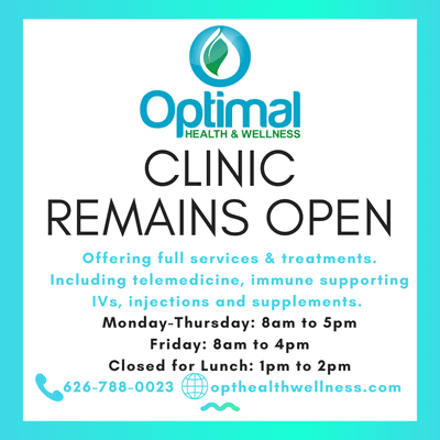 Our clinic will remain open during Coronavirus pandemic to serve new and existing patients who are in need of medical services and treatment