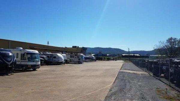 Spacious outdoor parking spots great for RVs, campers, boats and work vehicles!