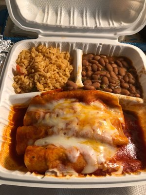 Chicken Enchiladas W/rice & beans