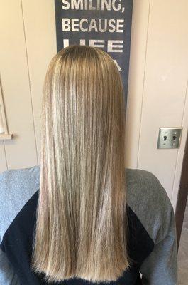 Soft natural balayage highlights.