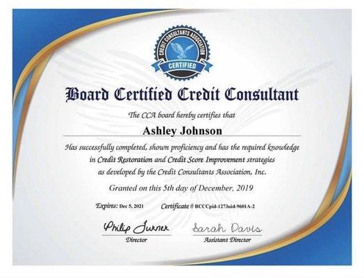 Certified credit consultant