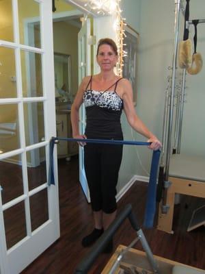 Lateral Press with Pilates stretch band