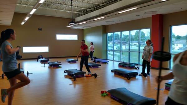 The fitness class room is beautiful and well equipped.