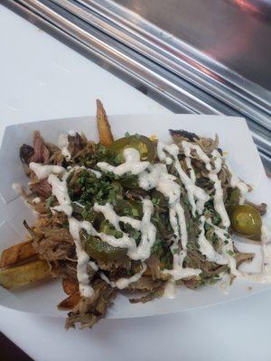 Loaded pork fries