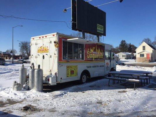 You can park behind it and eat in your car