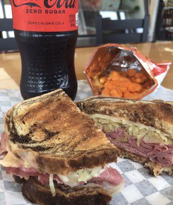 Big T Deli Reuben sandwich. Drink and chips from the convenience store that shares the building.