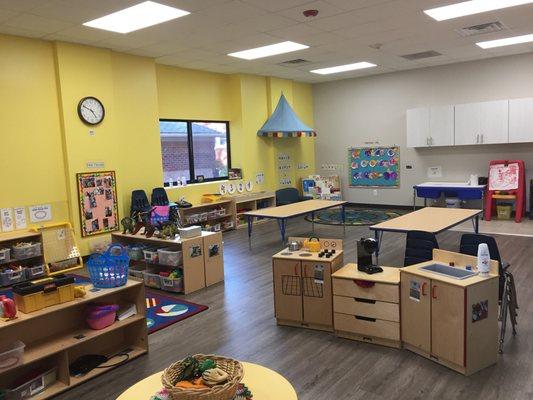 The preschool room is spacious and the learning centers are filled with materials and toys to stimulate and excite the mind!