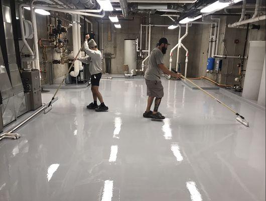 Grey Epoxy Coating for a mechanical room