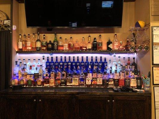 A well stocked liquor selection with a wide range of premium whiskey, flavored vodkas, and top shelf tequila.