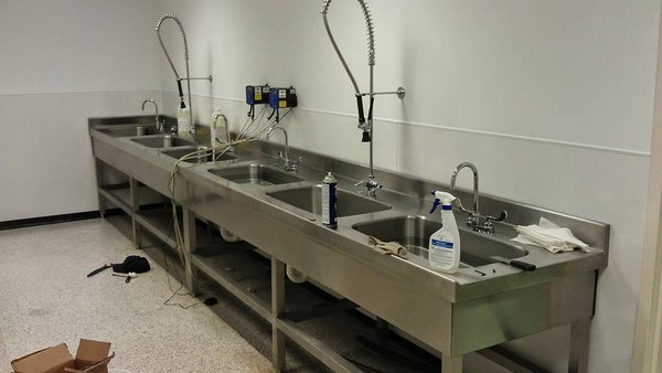 Multi-compartment medical sink. (Depaul Hospital)