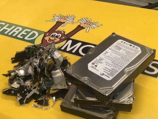 Shred Monkeys hard drive destruction process WE shred hard drives the most secure destruction.