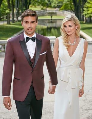 Burgundy "Marbella" Tuxedo by Ike Behar®