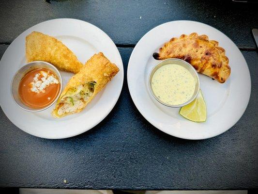 Buffalo egg rolls and empanadas