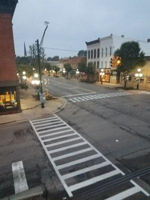 View down Chicago Boulevard from the Italian Room.