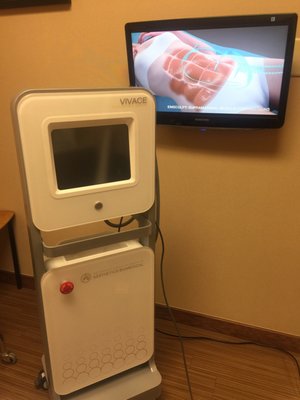 Vivace machine, other services on television in room.