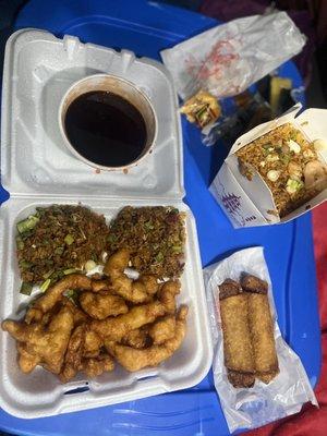 Orange #6B - Chicken and Broccoli, Egg Roll, Fried Rice, Sweet and Sour Chicken Combo, & Shrimp Fried Rice