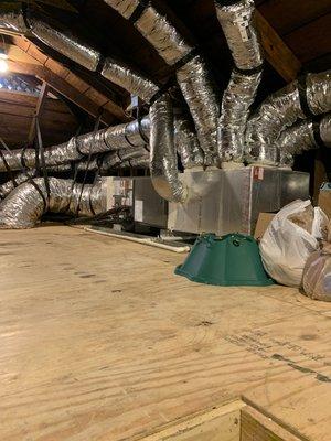 Air Conditioning attic installation. AC Service and repair