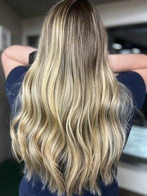 Warm blonde balayage