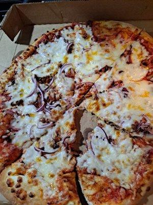 Bacon onion extra cheese