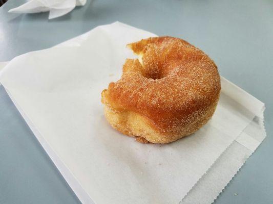 The sugar doughnut- only tasted good because it had been freshly made.