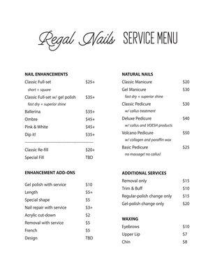 Updated price list!!