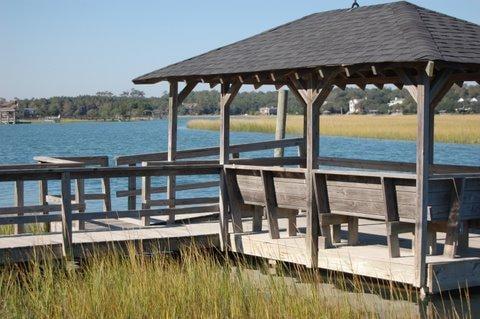 View from one of the creek-side docks throughout the Island