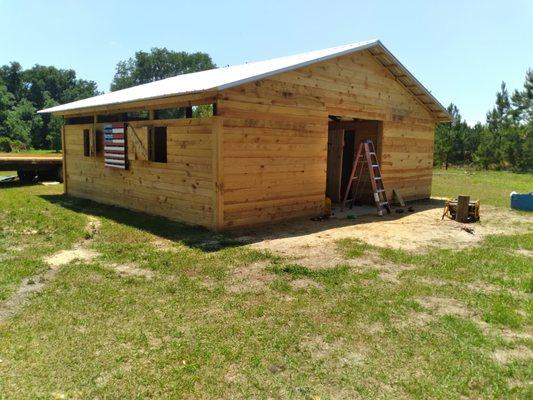 Completed horse barn I built 97% of it literally by myself with no help. I built from the ground up.