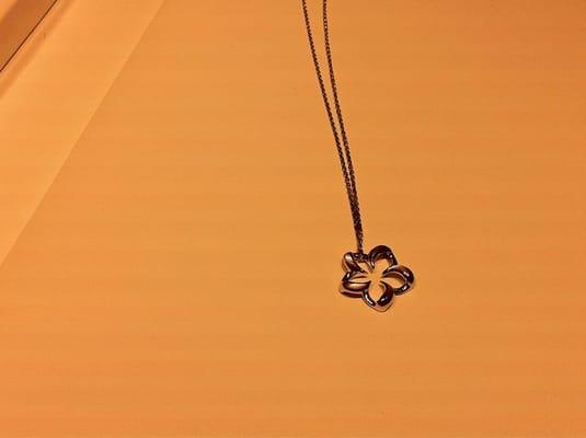 White Gold Floating Plumeria with Mother Of Pearl Inlay