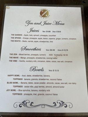 Menu side 1