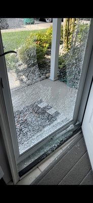 Broken glass door