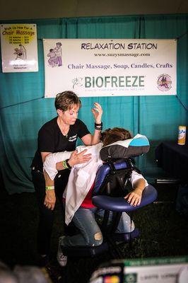 Corporate chair massage for your employees. Perfect "thank you" for their hard work