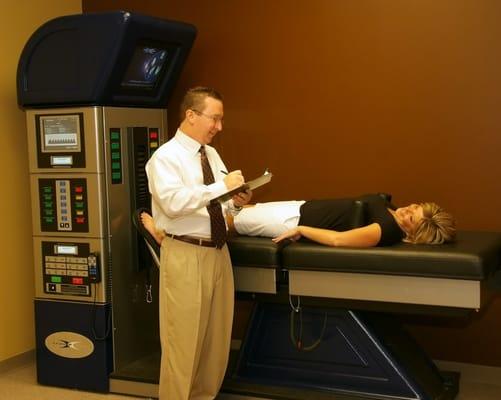 We use the DRX-9000 for non-surgical Spinal Decompression Therapy.  It fixes most disc problems.