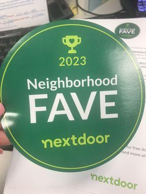 Award as Neighborhood favorite badge fir Newtown Pa