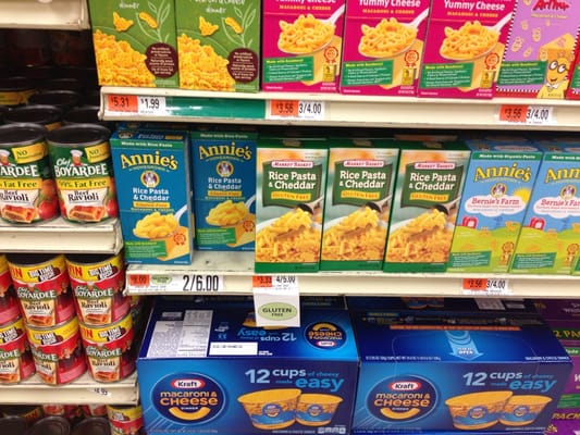 Annie's & Market Basket brand gluten free boxed Mac & cheese.