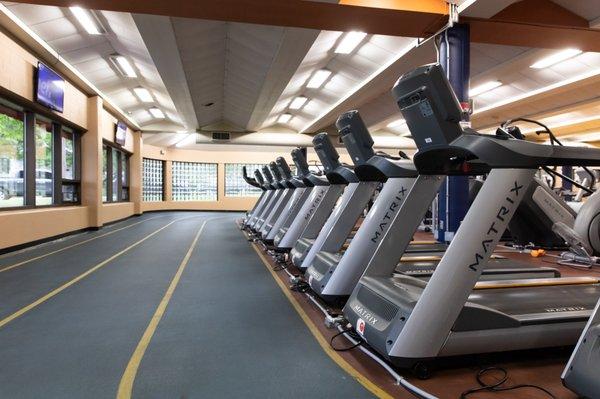 Walking track and cardio machines.